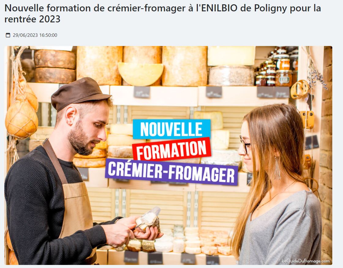 Nouvelle Formation De Crémier Fromager à Lenilbio De Poligny Pour La 