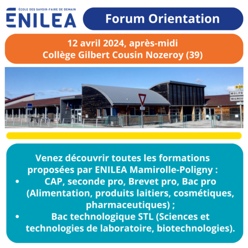 Salons, forums et interventions dans des collèges et lycées d’ENILEA en semaine 15 en avril 2024