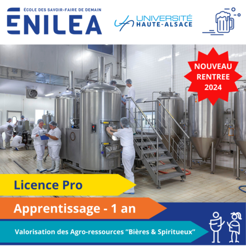 Une nouvelle Licence pro « Bières & Spiritueux » ouvre à la rentrée 2024 sur ENILEA Campus Poligny en partenariat avec l’Université de Haute-Alsace